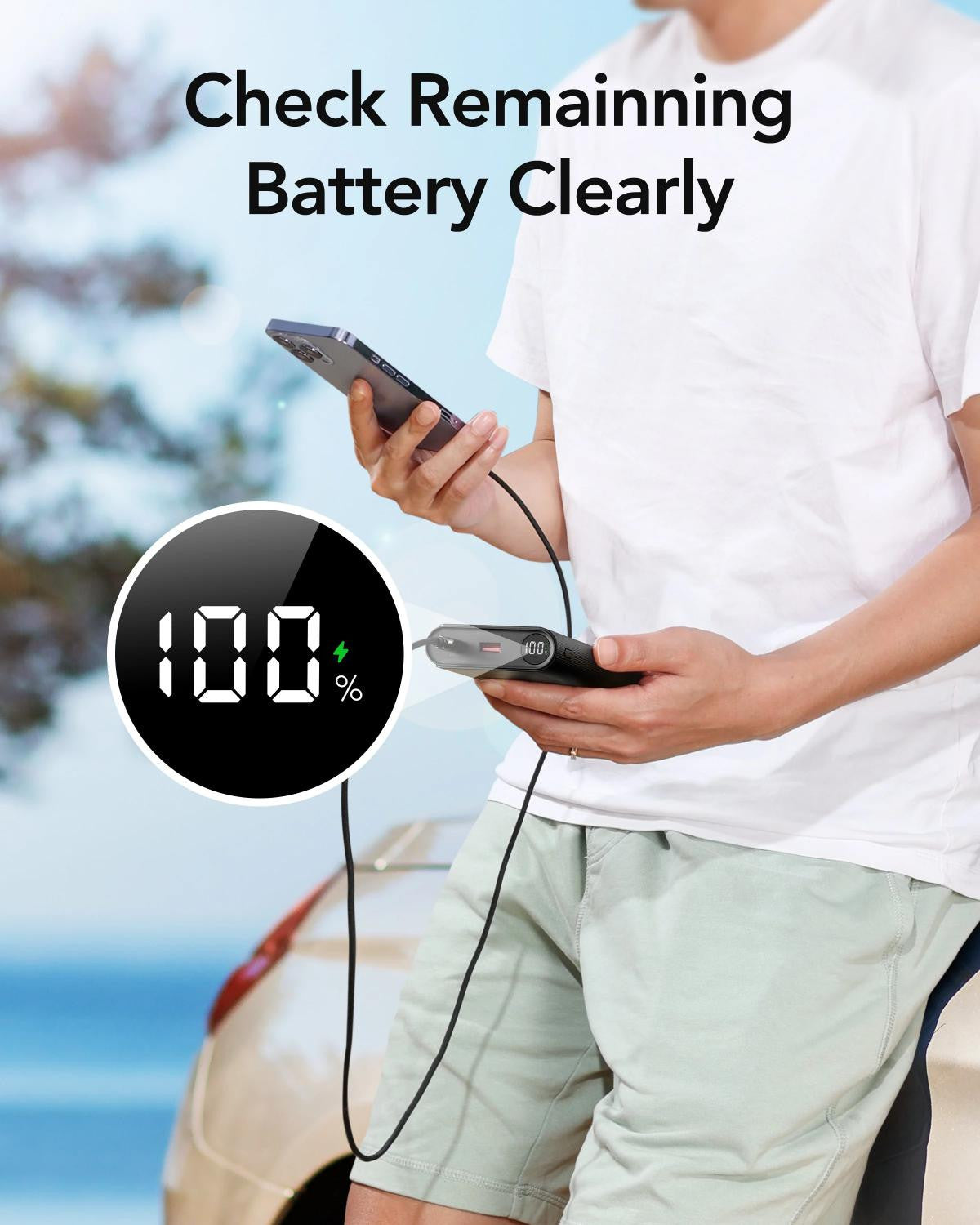 VEGER Power Bank - 25000mAh - para telemóveis e computadores portáteis - Conectores Lightning/USB-A, USB-C - Carregamento rápido de 130 W para computadores portáteis