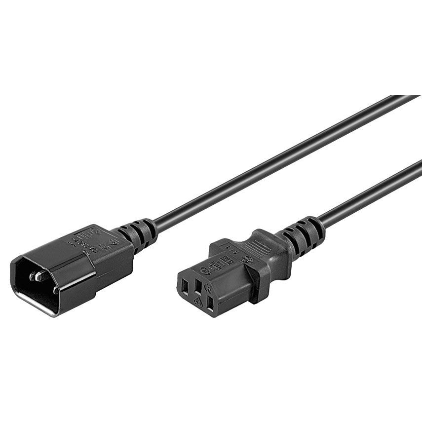 C14 - C13 Power Cord Extension Cable | Various Sizes Available - Black