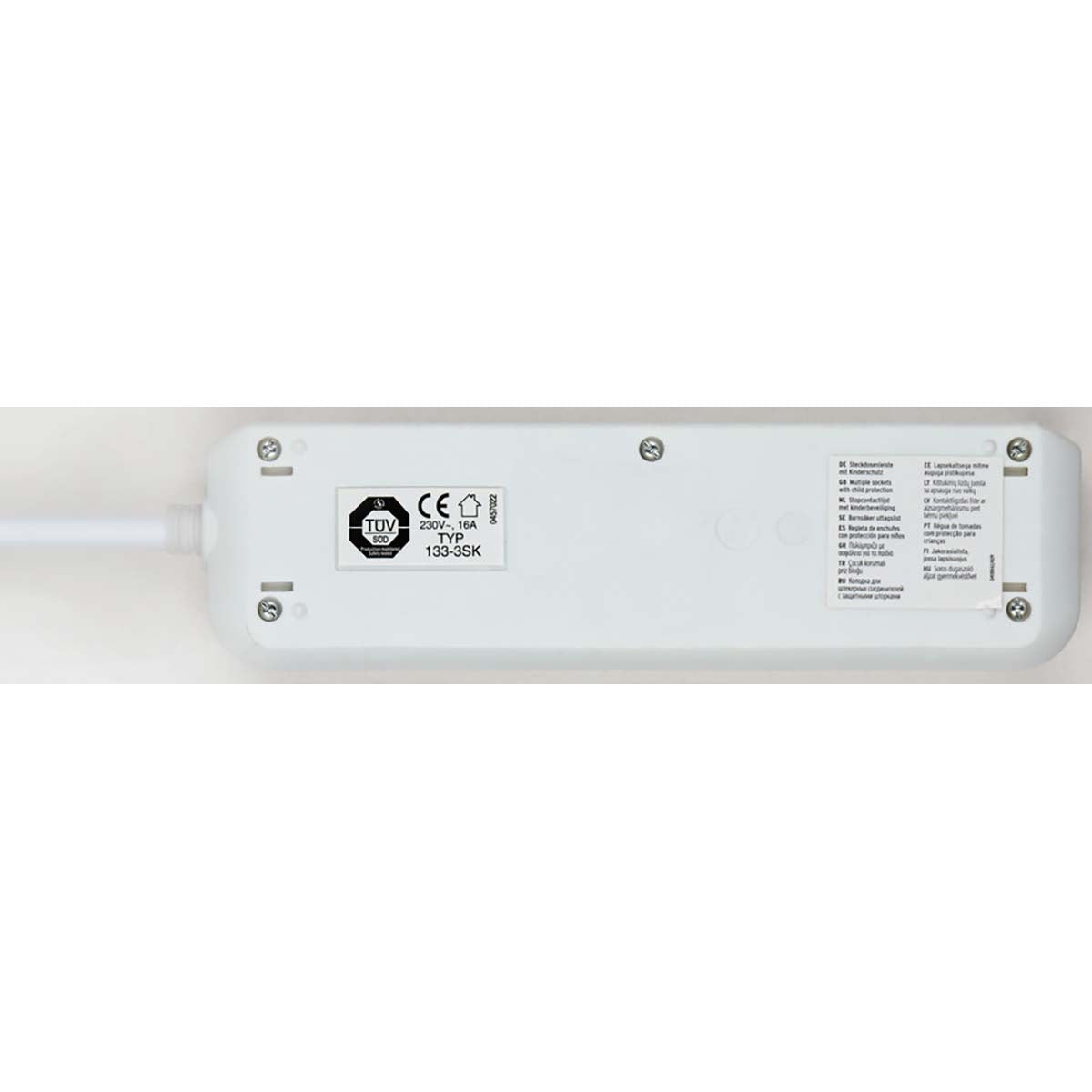 Eco-Line 3-way power strip with switch and contact protection | 1.50 m | TYPE F | White