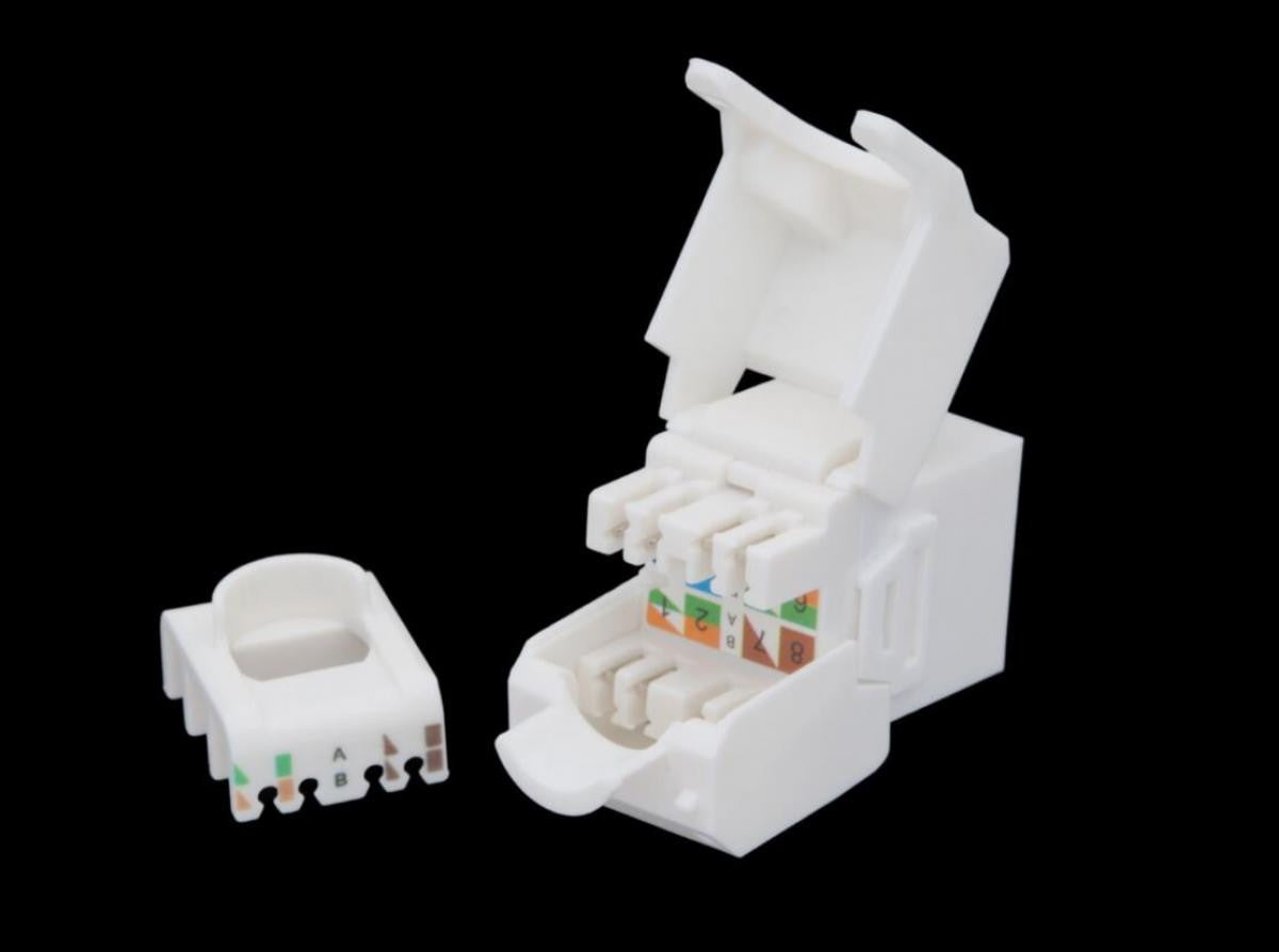 Cabo fêmea Keystone U/UTP Cat.6A com tampa de proteção contra o pó