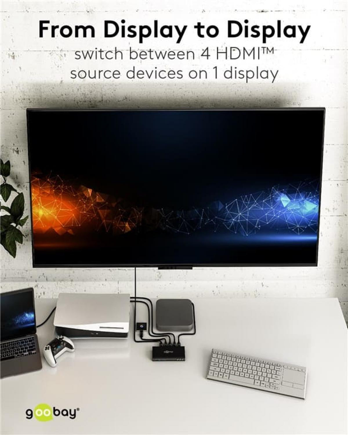 Comutador HDMI™ 4 para 1 com saída de áudio (4K a 60 Hz) - Preto