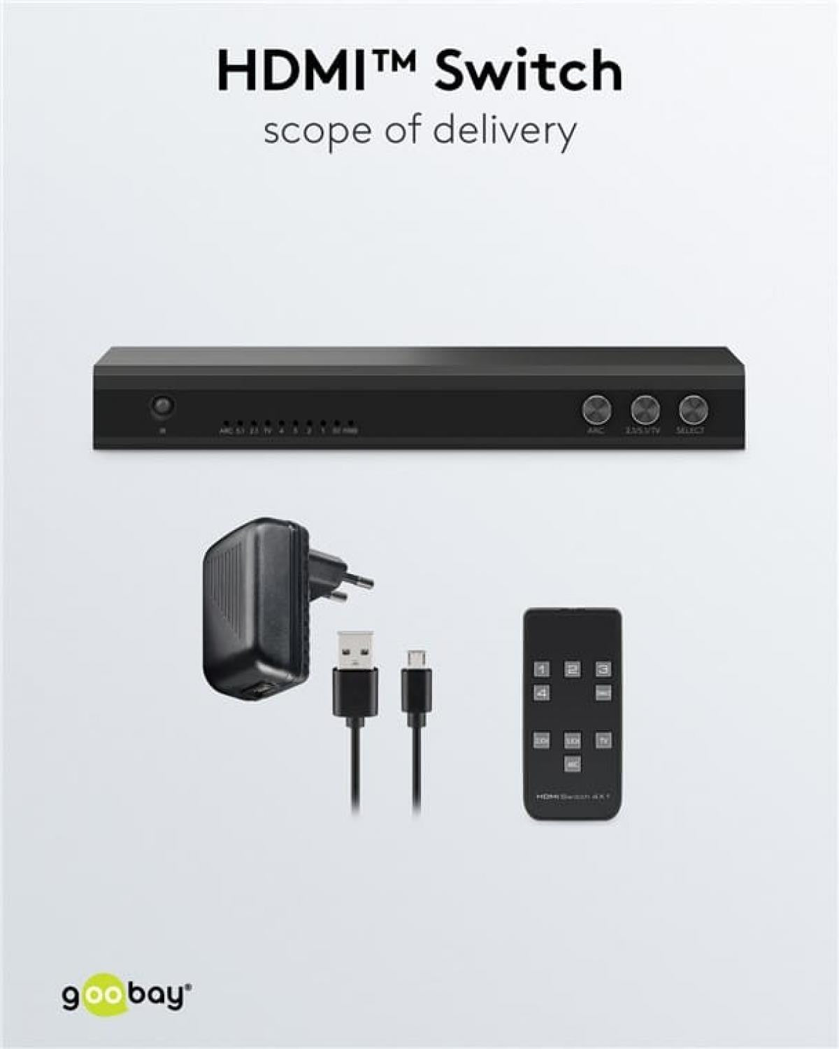 Comutador HDMI™ 4 para 1 com saída de áudio (4K a 60 Hz) - Preto