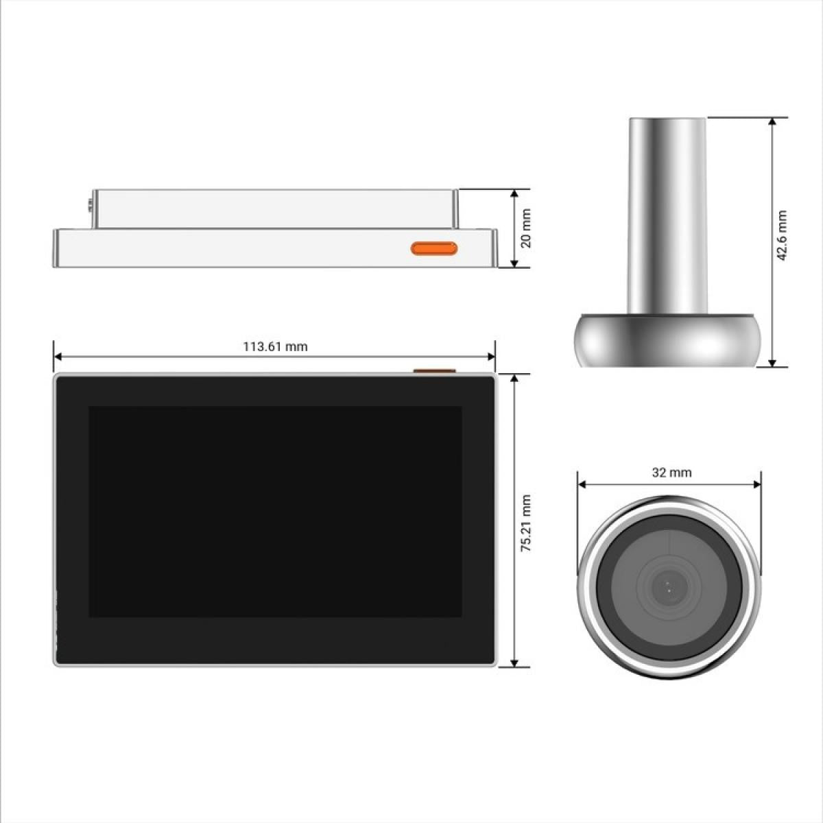 EZVIZ HP2 Digital Peephole - WIFI - 4.3" Screen - Black Night Vision Silver Profile