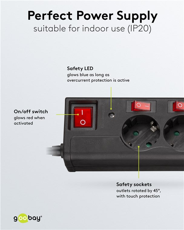 Regleta de Alimentación CA con Protección Contra Sobretensiones e Interruptor, 1.50 m