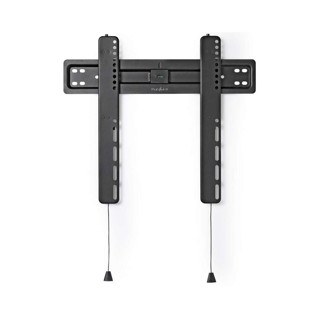 Suporte de parede fixo para televisores de 32 a 55 polegadas. Peso máximo suportado pelo ecrã: 55 kg. Distância mínima da parede: 9 mm. Aço preto.