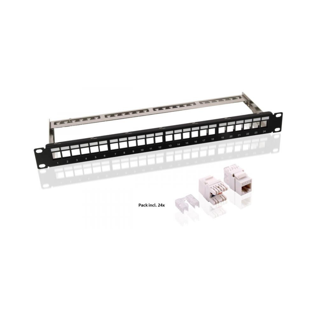 19" Patch Panel Configurable 24 Outlets + Keystone Cat 6 UTP