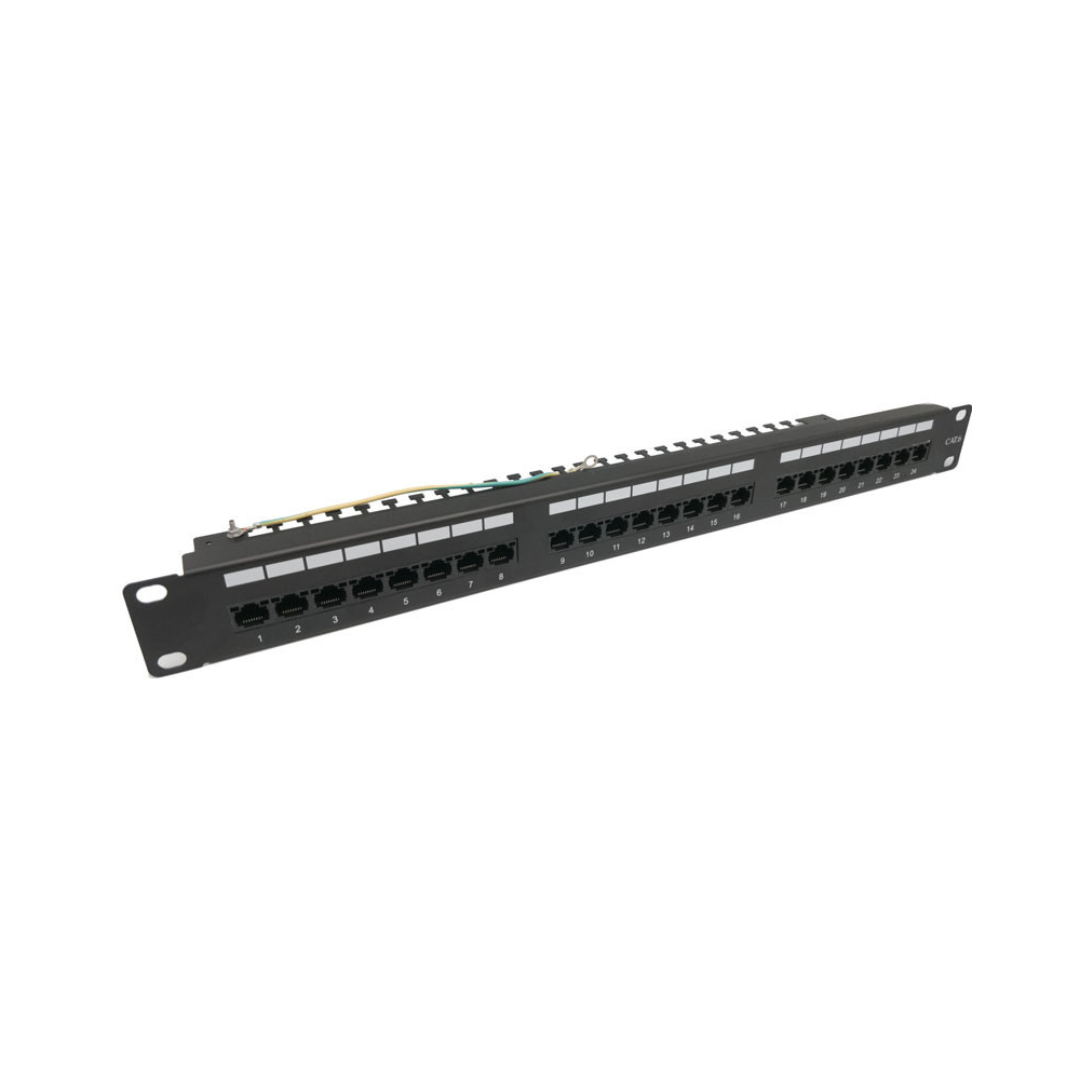 19" Rack Mount Patch Panel with 24 STP Cat 6 Outlets