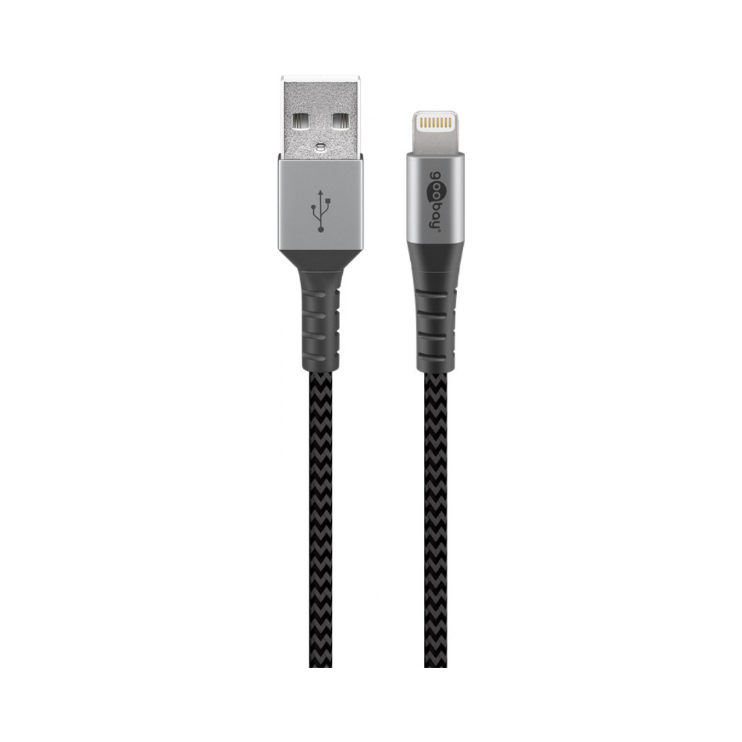 Cable Usb a Lightning Textil de 1m con Conectores Metálicos