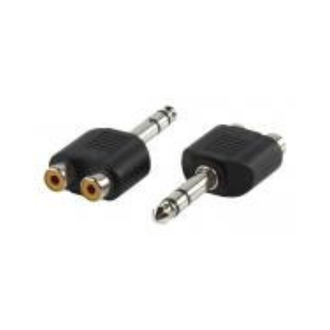6.35mm Stereo Male Jack to 2 RCA Female Audio Adapters