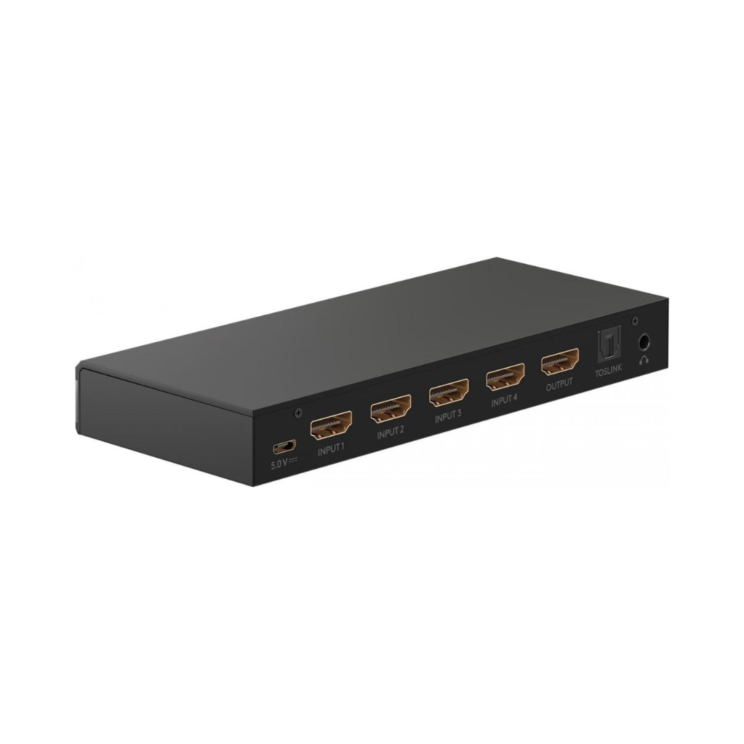 Comutador HDMI™ 4 para 1 com saída de áudio (4K a 60 Hz) - Preto