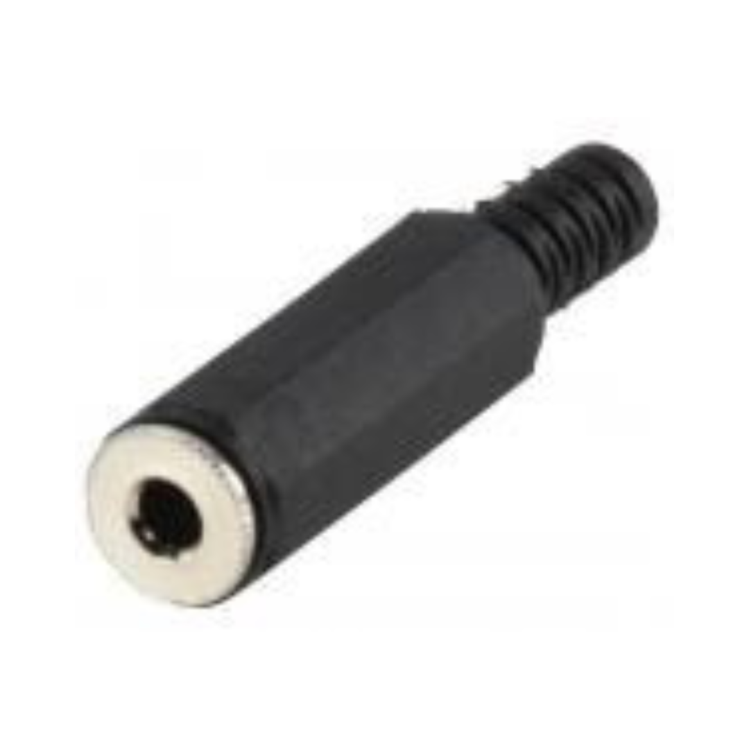 Conector mini jack estéreo fêmea de 3,5 mm para soldadura.