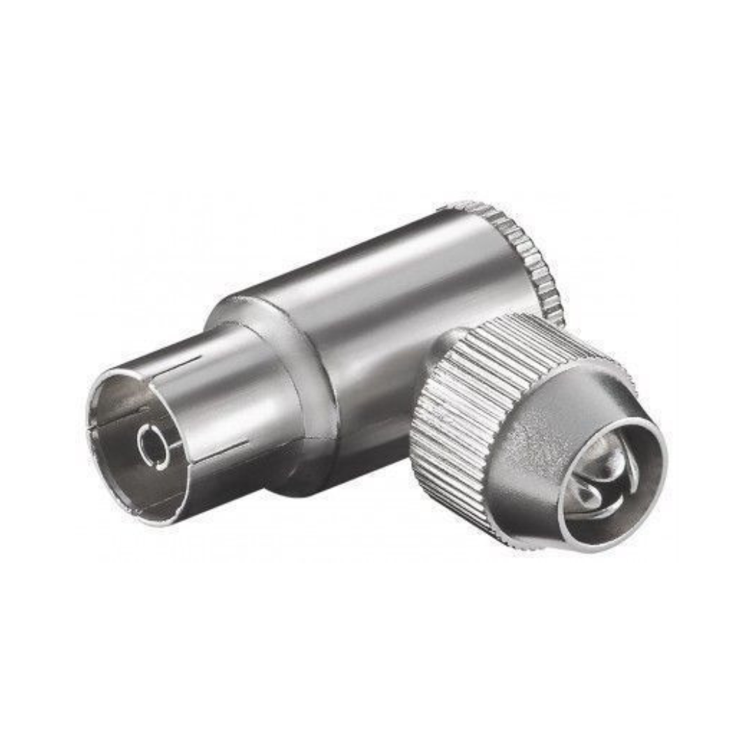 Conector coaxial fêmea com ângulo reto para montagem com parafuso, adaptador de antena de TV