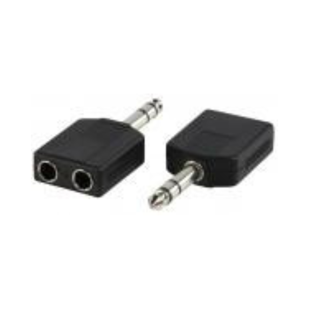 6.35mm Stereo Male Jack Connector to 2 Female Jacks