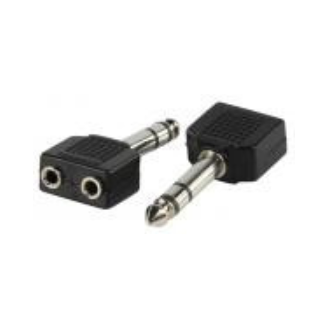 6.35mm Stereo Male Jack to 2 3.5mm Female Mini Jacks