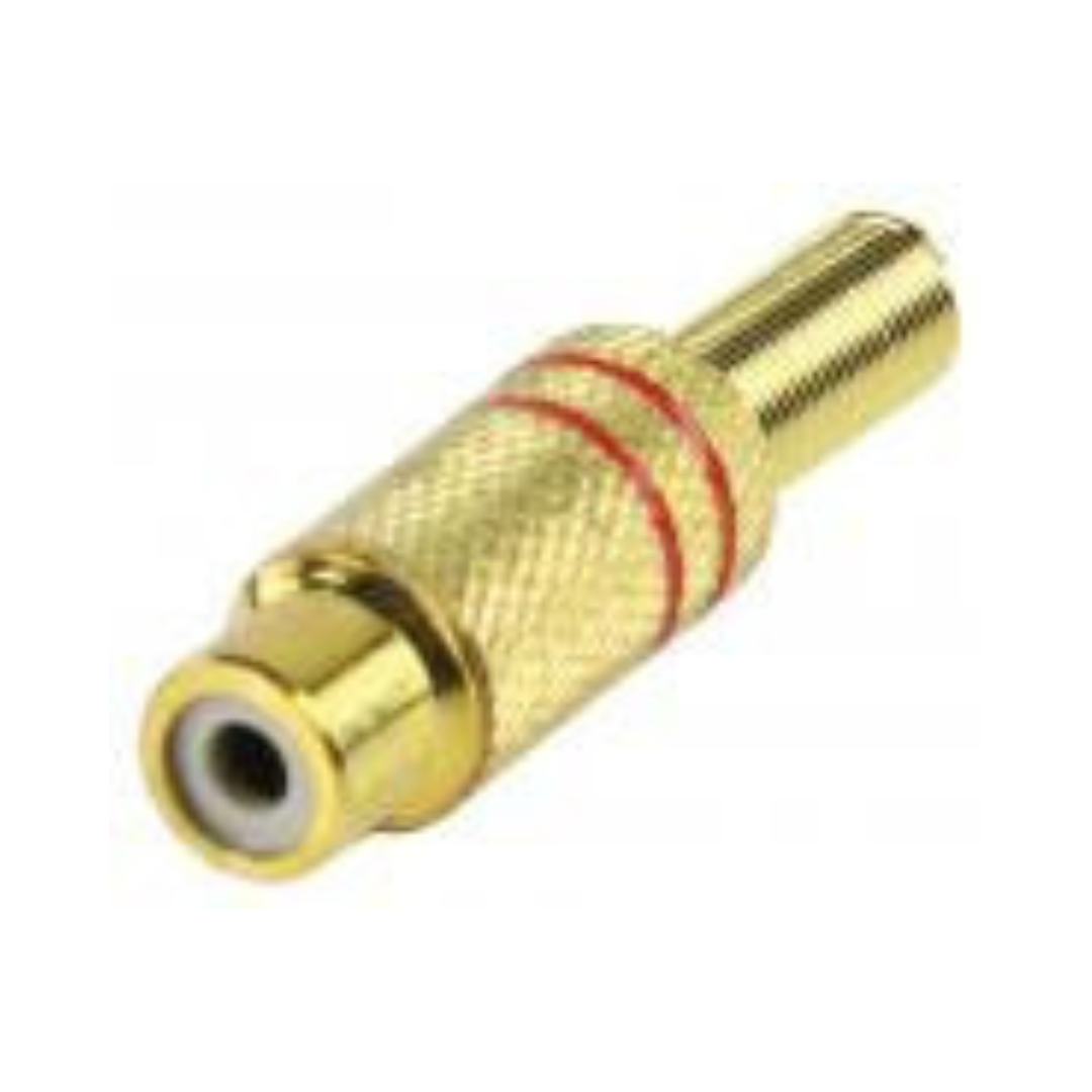 Conector Rca Hembra con Anillo Rojo Para Soldar