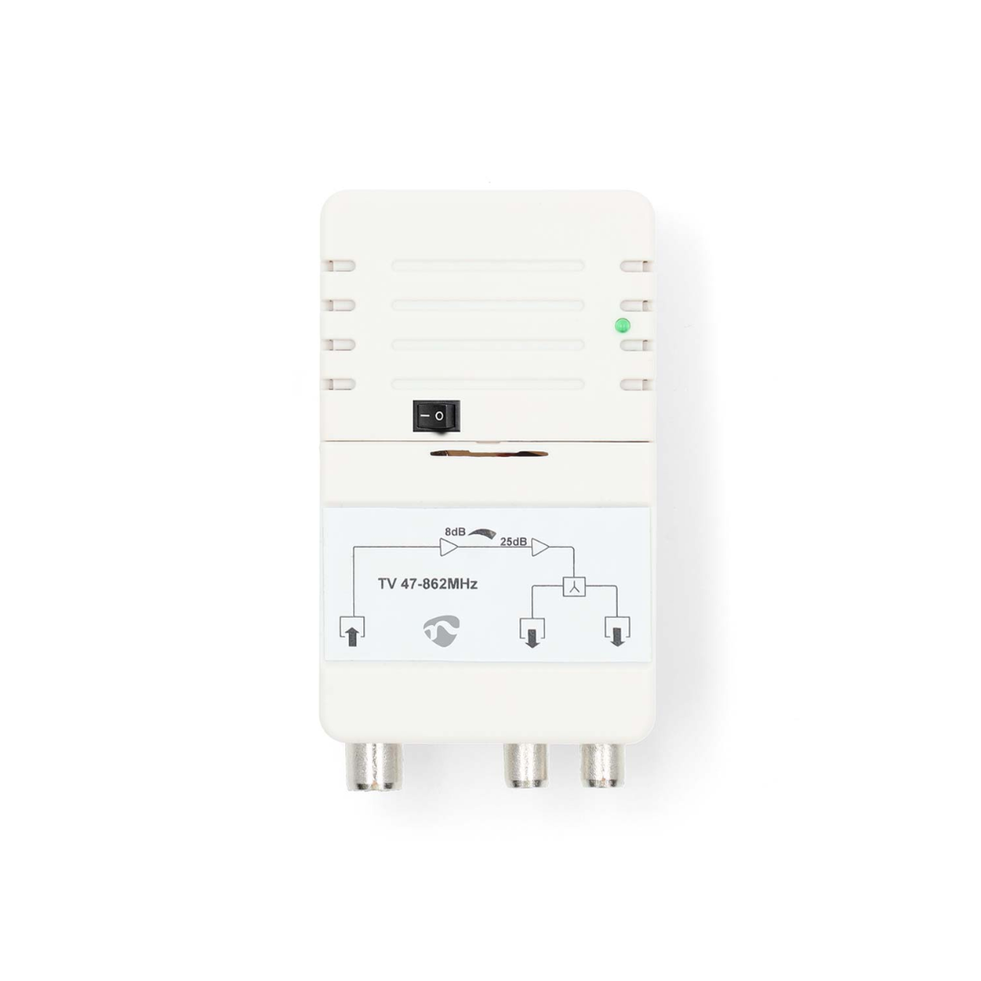 Amplificador CATV Ganho: 25 dB 47 - 862 MHz Número de saídas: 2 Controlo de ganho Branco