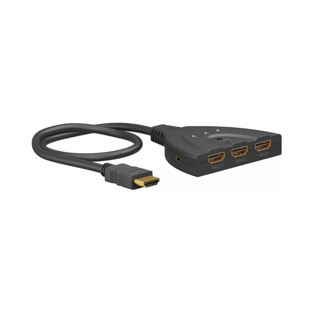HDMI™ 3 to 1 manual switch with 4K resolution at 60 Hz, 0.55 m long, black