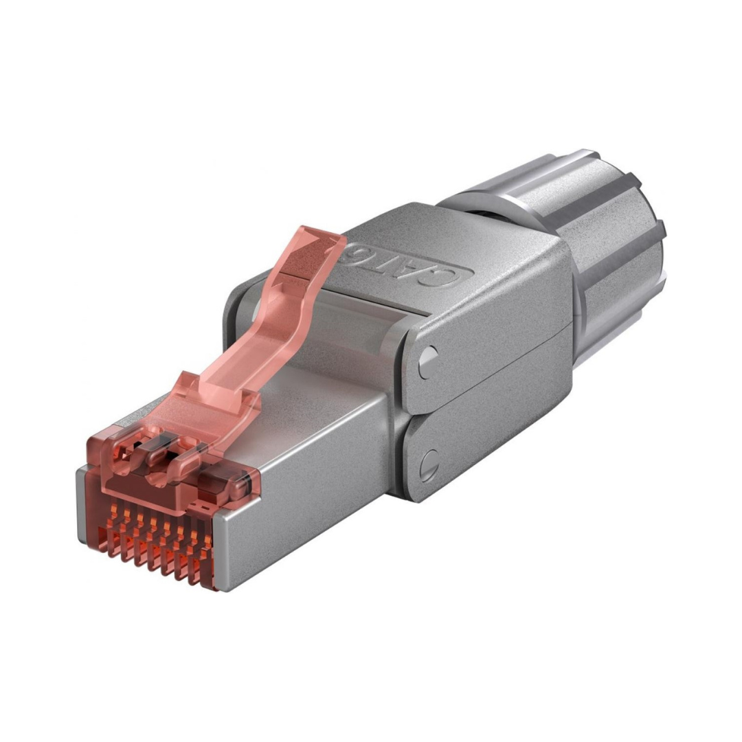 Conector RJ45 blindado STP CAT 6 sem ferramentas - Cinza