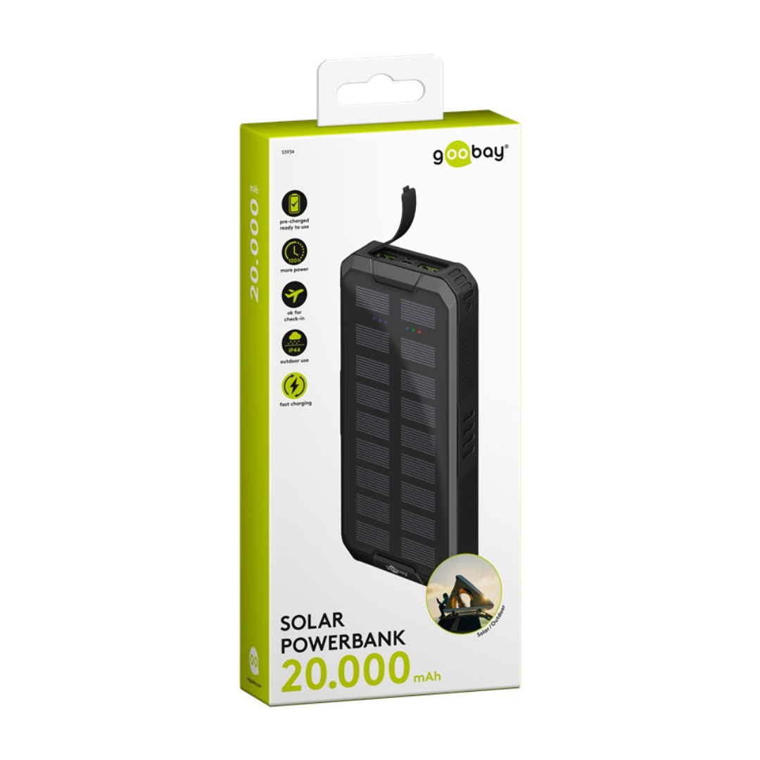 Batería Externa De Carga Rápida Para Exteriores Con Energía Solar 20 000 Mah (usb C Pd, Qc 3.0)