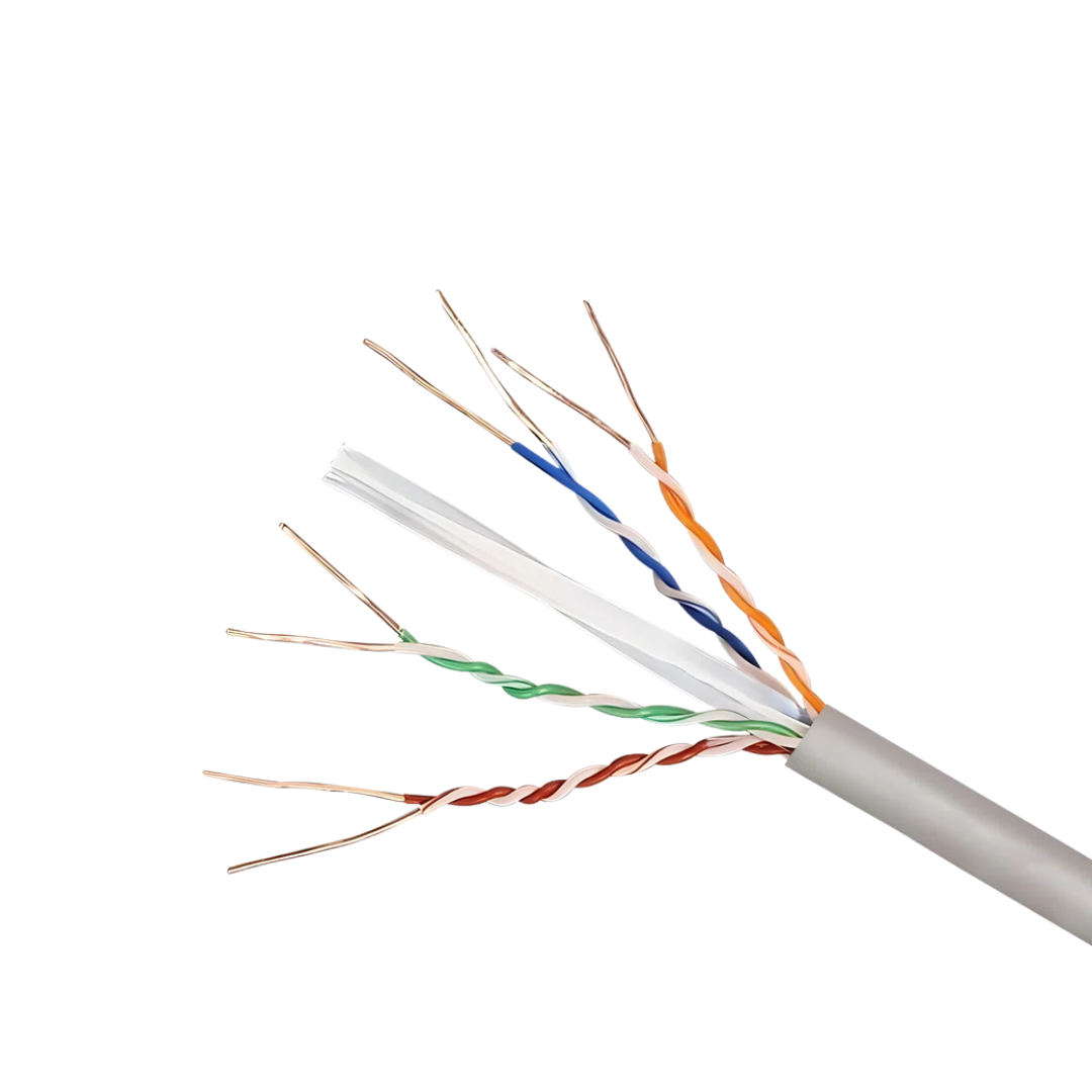 Bobina de cable red UTP CAT6 gris de cobre 100% sólido 26awg
