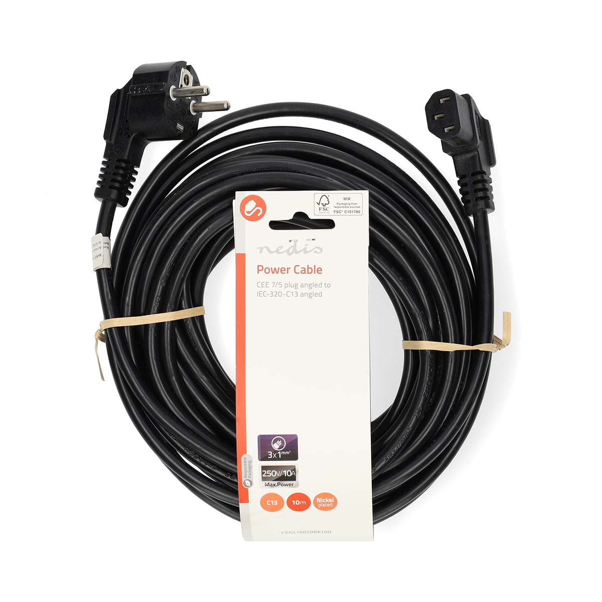 Cable Alimentación IEC-320-C13 Angulado <-> Angulado Negro