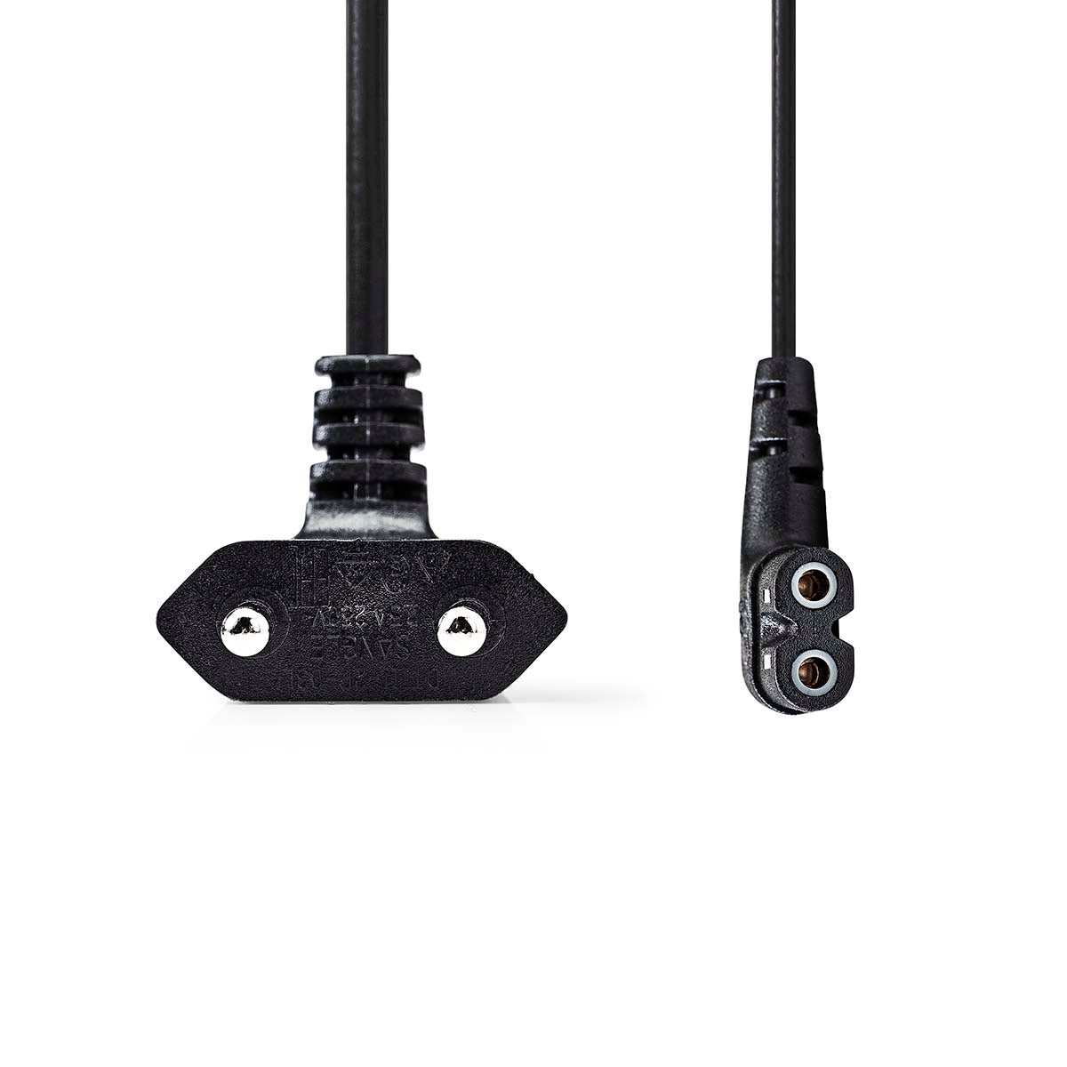 Cable de Alimentación Euro Masculino IEC-320-C7 Angulado 2 m Plano Negro