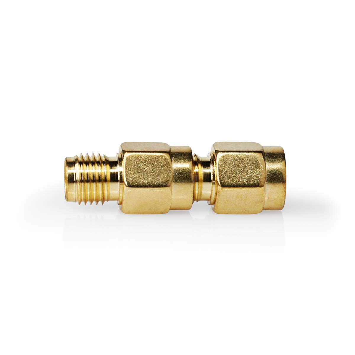 Adaptador SMA Polaridad inversa masculina SMA | SMA hembra | Chapado en oro | 50 Ohm | Recto | Cobre | Oro | 2 uds.