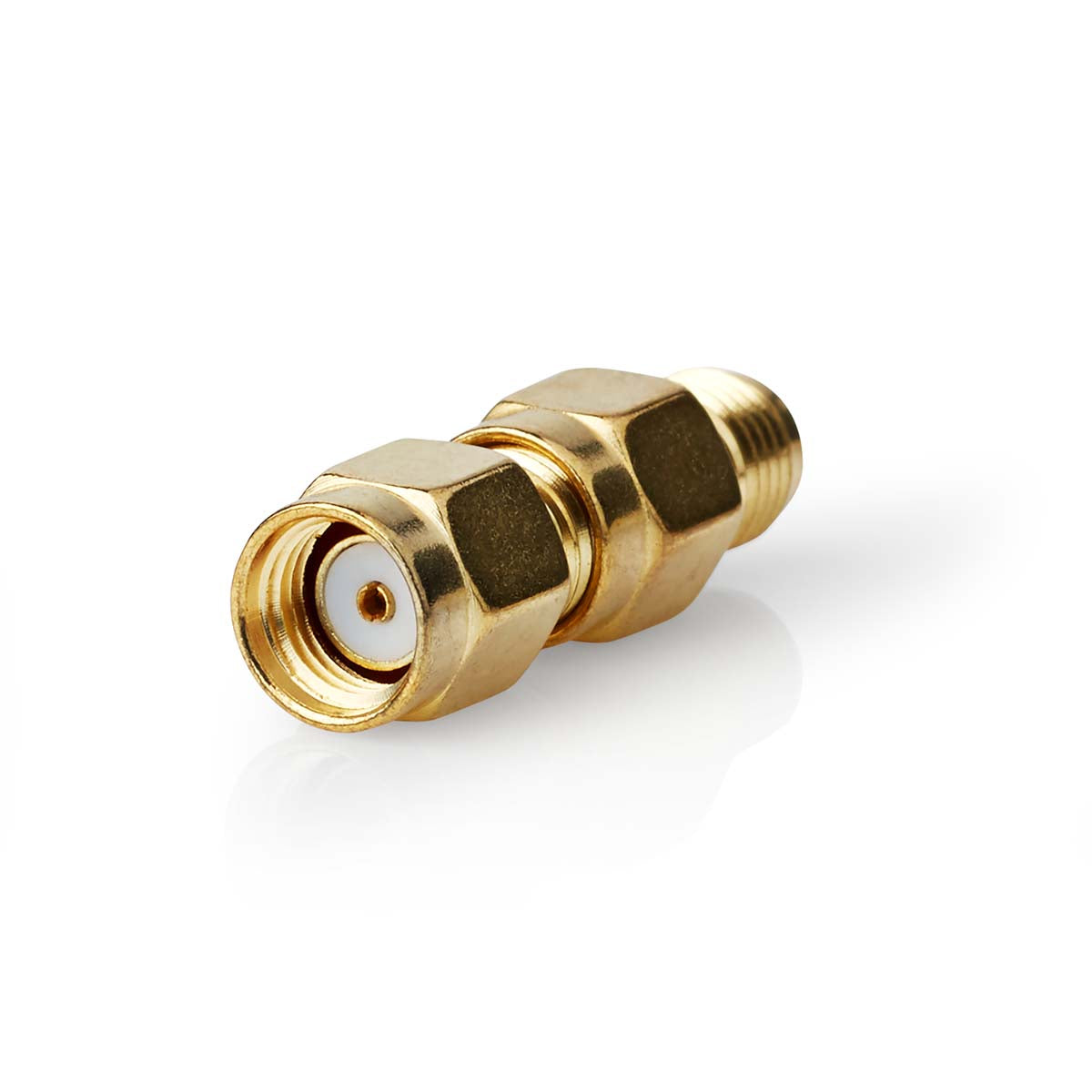 Adaptador SMA Polaridad inversa masculina SMA | SMA hembra | Chapado en oro | 50 Ohm | Recto | Cobre | Oro | 2 uds.