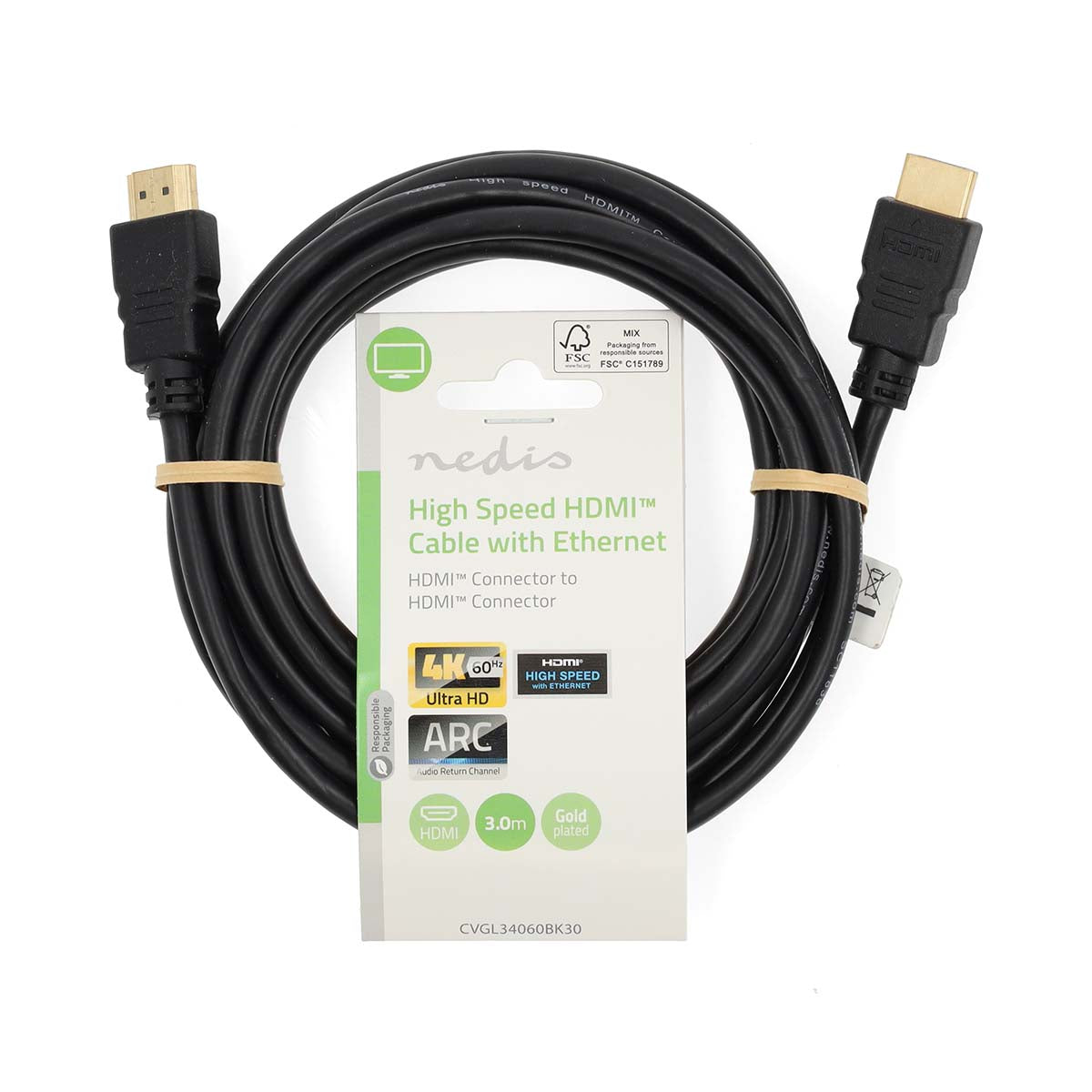Cable HDMI de alta velocidad por cable a través de Ethernet - 3 m - Negro