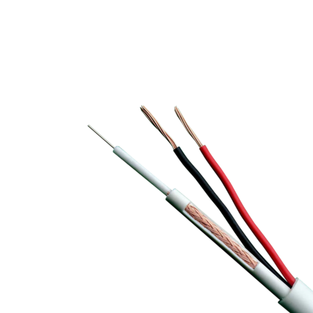 Cable Combinado - Rg59 + Alimentación Rollo de 100 Metros Cubierta Color Blanco Diámetro Exterior 9.0 mm Bajas Pérdidas