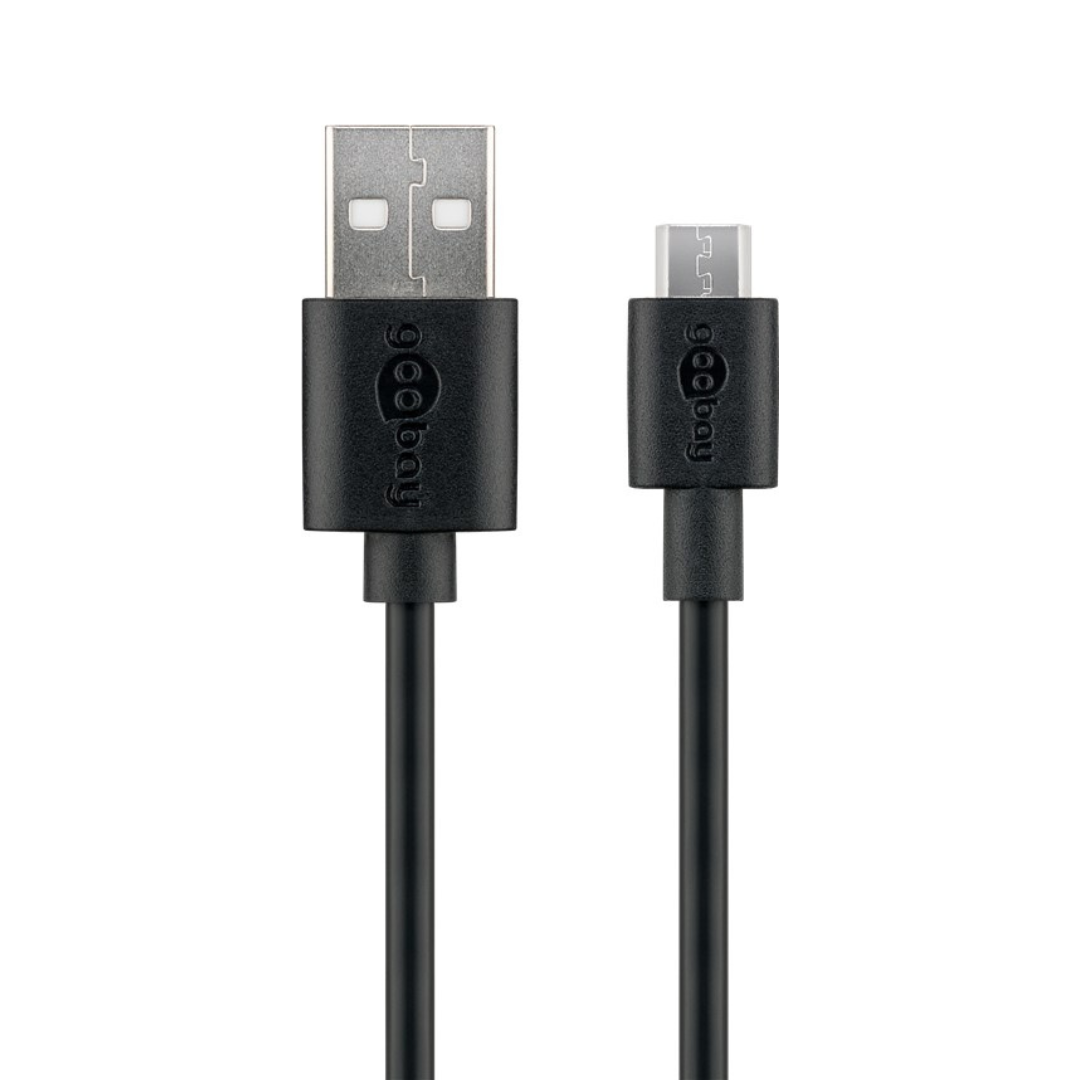 Cable de carga y sincronización micro USB negro de 1m