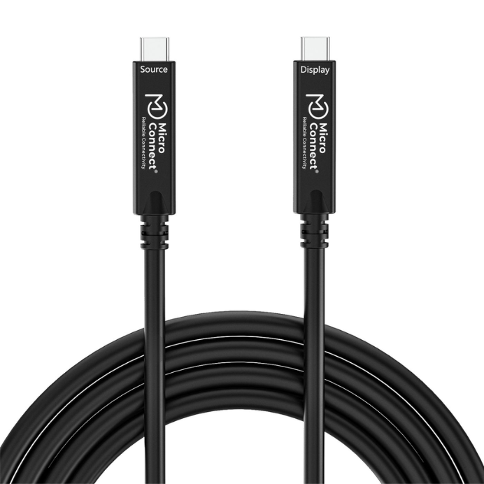 15 m USB-C to USB-C cable, premium fiber, bidirectional. 10Gbps, 8K, 40W.