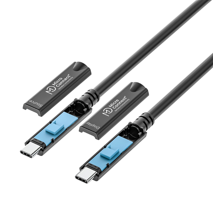 15 m USB-C to USB-C cable, premium fiber, bidirectional. 10Gbps, 8K, 40W.