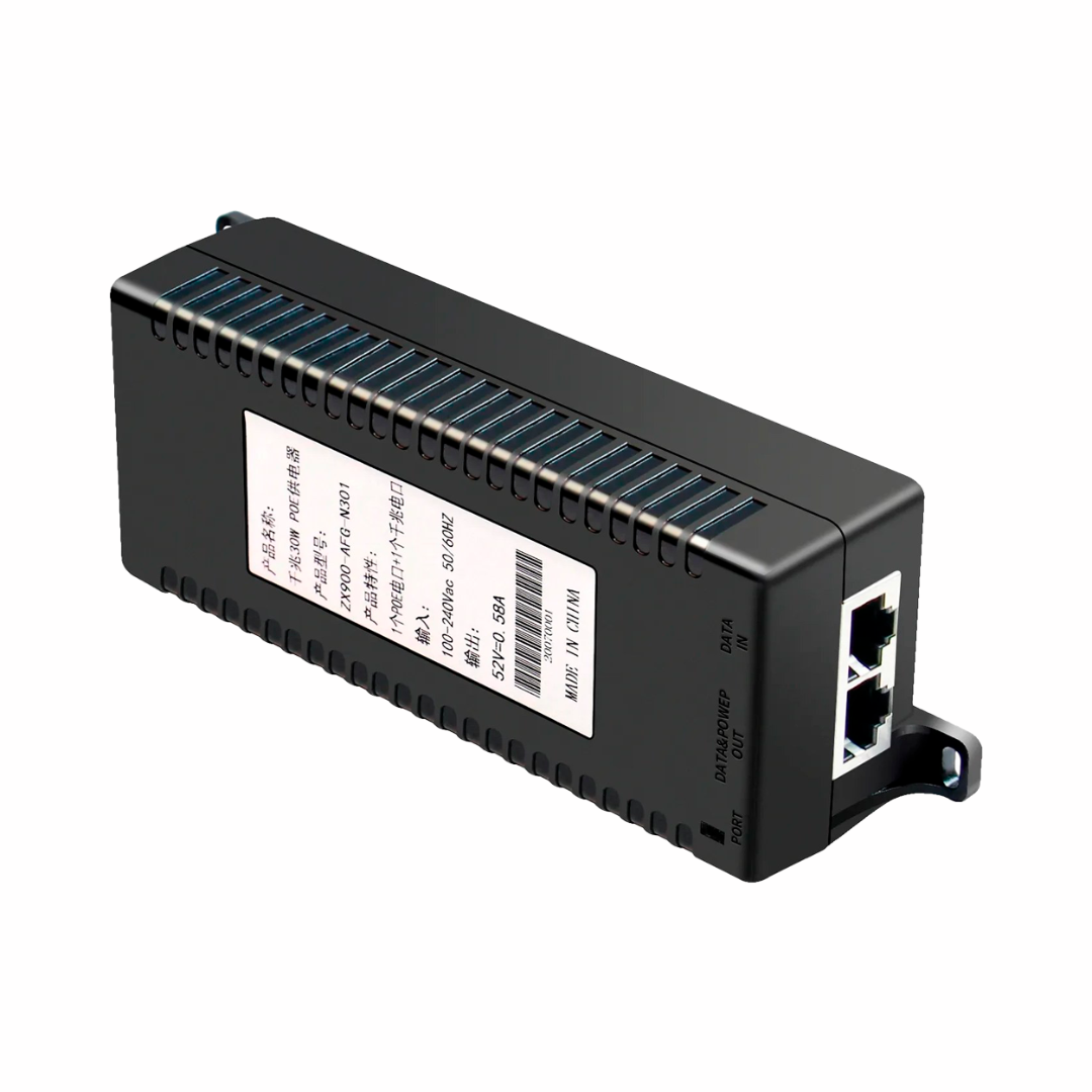 Injetor PoE RJ45 Entrada/Saída 10/100/1000 Mbps Potência 30 W