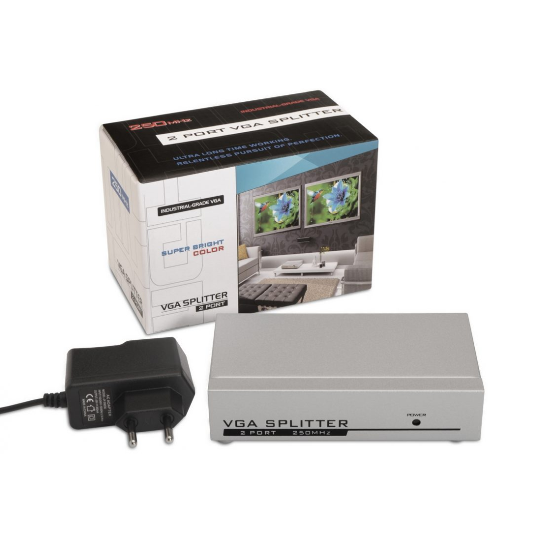 SVGA dual monitor splitter with power supply