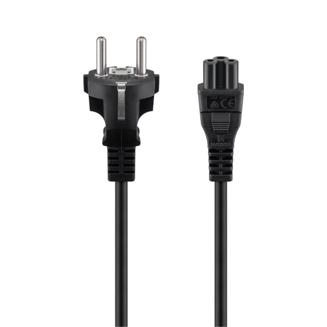 Cable alimentacion C-5 a Schuko recto 1,8 m negro