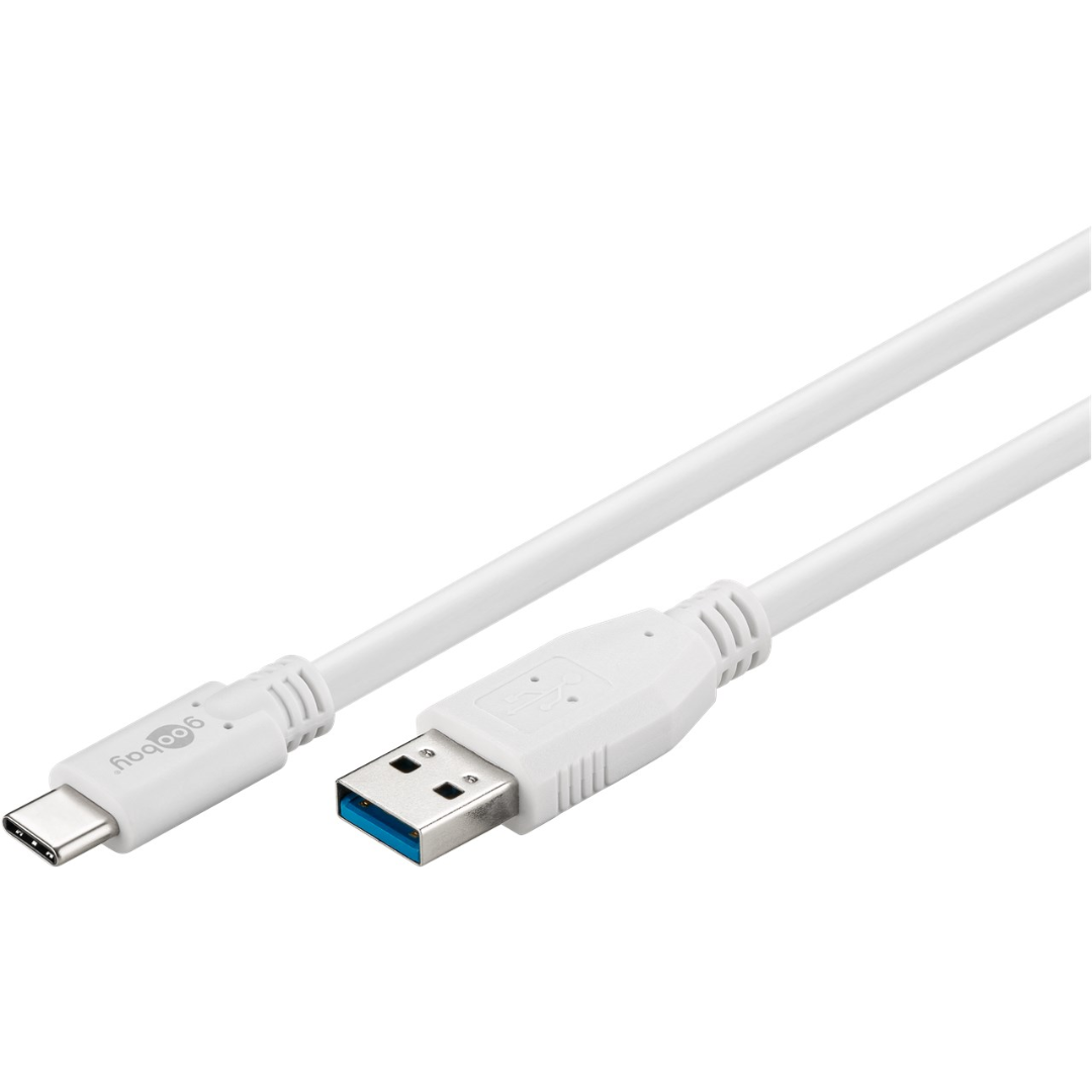 USB-C to USB A 3.0 Cable, 0.5m White