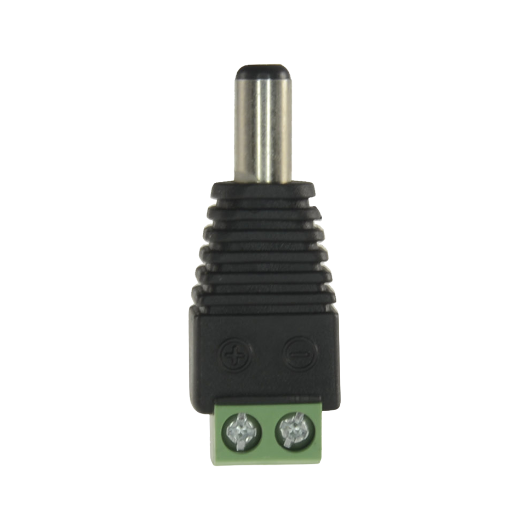 Safire - Conector CC fêmea de 38 mm com 2 terminais e saída +/-