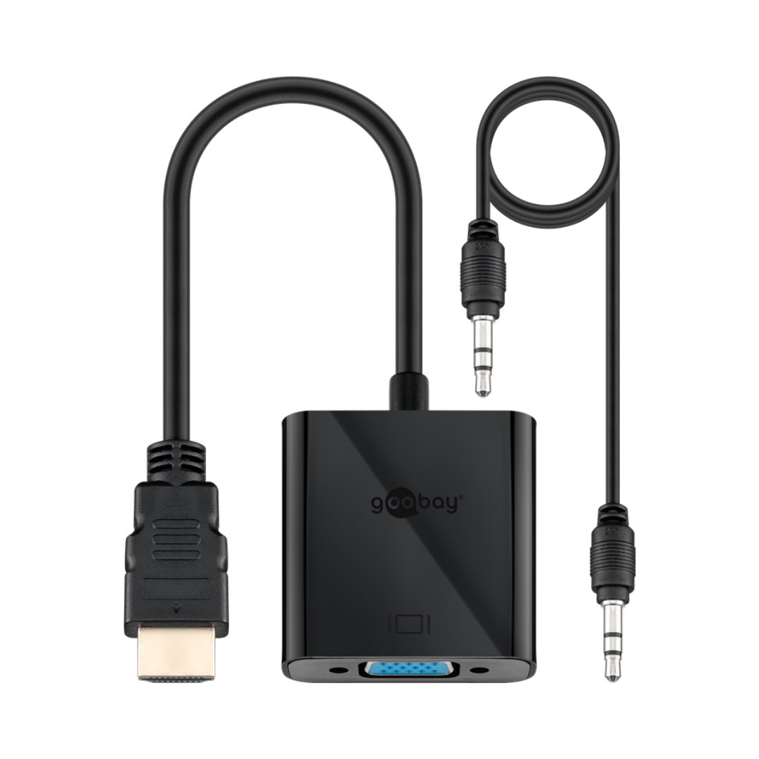ADAPTADOR HDMI A VGA M/H 10 CM + CONEX CON AUDIO 3,5 CM NEGRO
