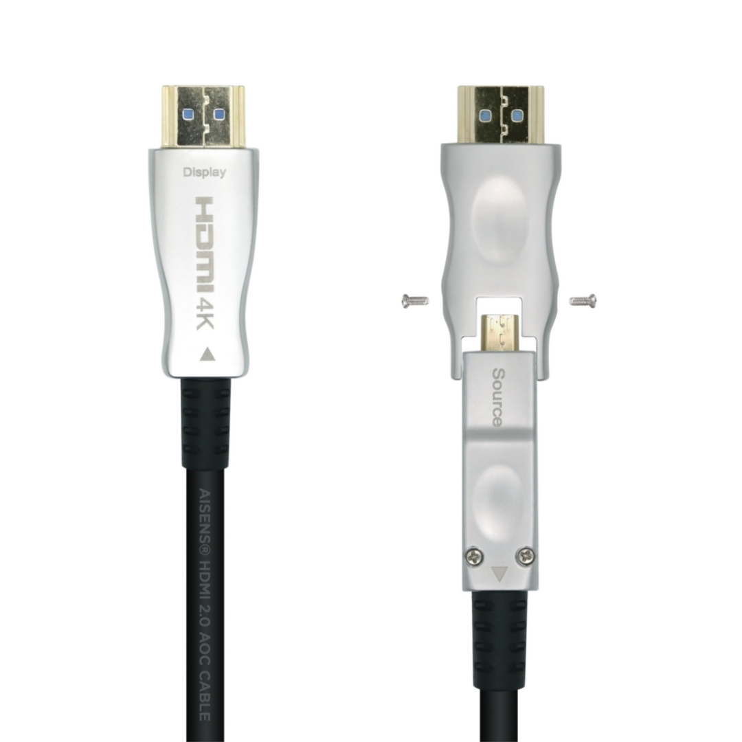 AOC HDMI V2.0 Cable (Active Optical Cable) Detachable Premium High Speed / HEC 4k@60hz 4:4:4 18gbps, A/md/a/m, Black, 20M