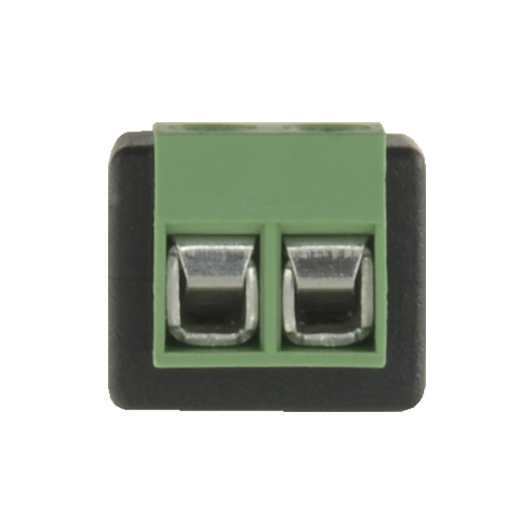 Safire - Conector CC fêmea de 38 mm com 2 terminais e saída +/-