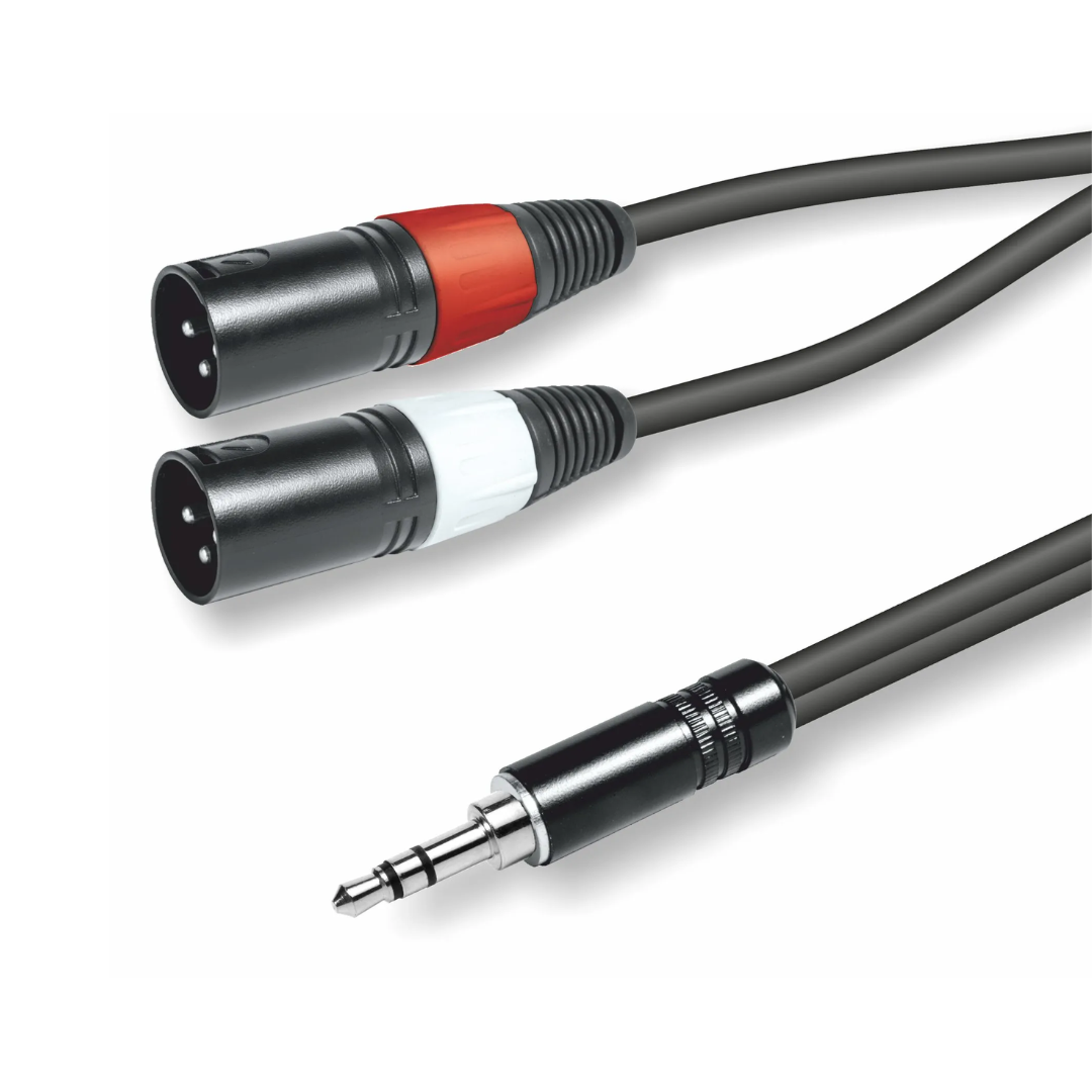 Minijack audio cable from 3.5 mm stereo to 2 XLR male L/R 1.5m