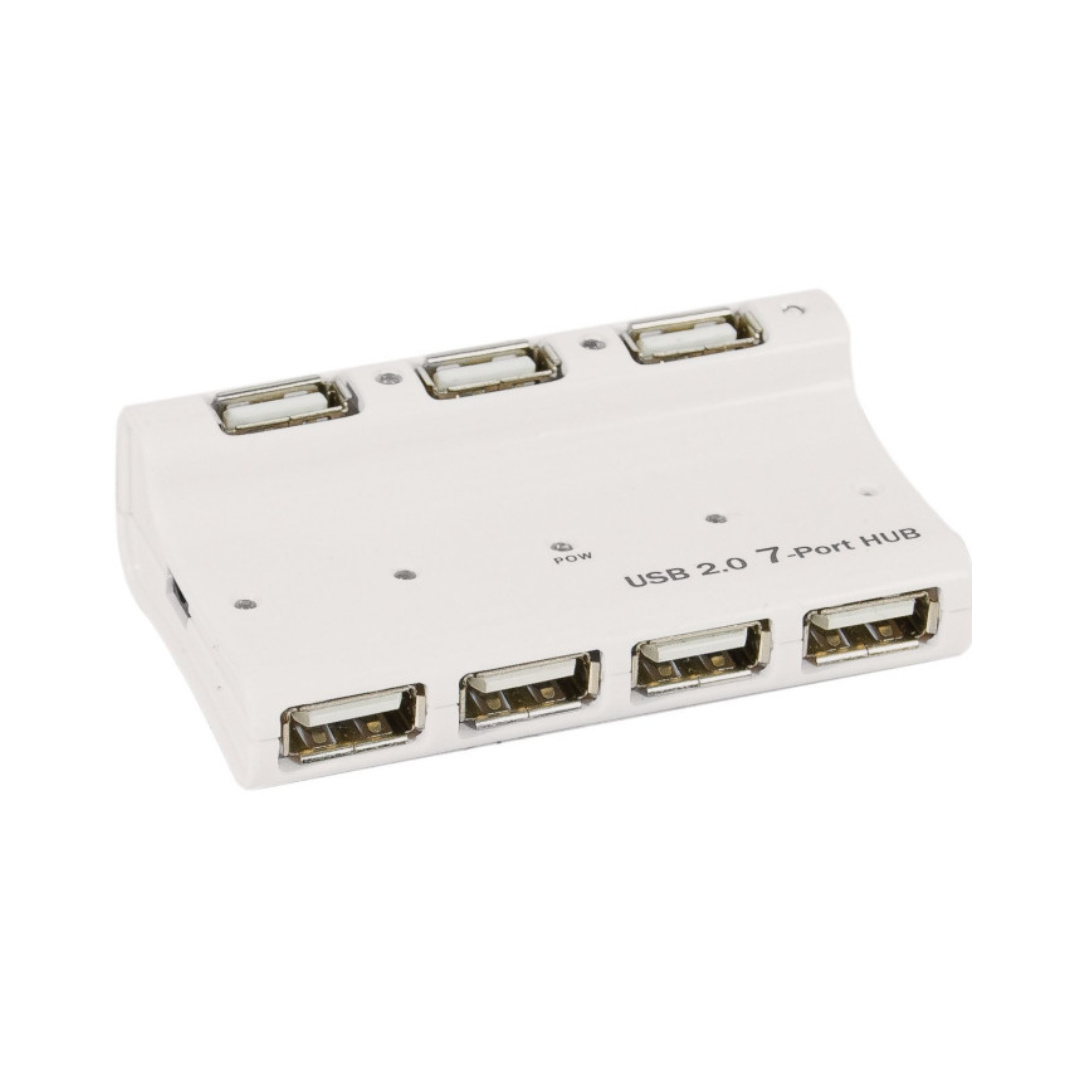 Hub USB 2.0 de secretária com 7 portas e alimentação própria