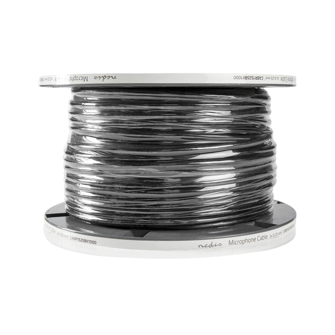 Microphone Cable 2 x 0.25 mm² | Copper | 100.0 m | Round | PVC | Black | Reel