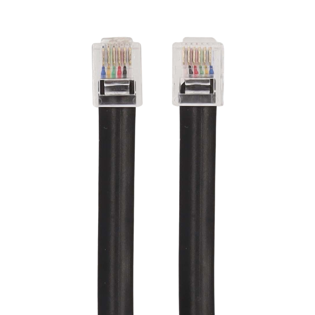 RJ12 Male-to-Male Flat Telephone Cable, 1 Meter, Black