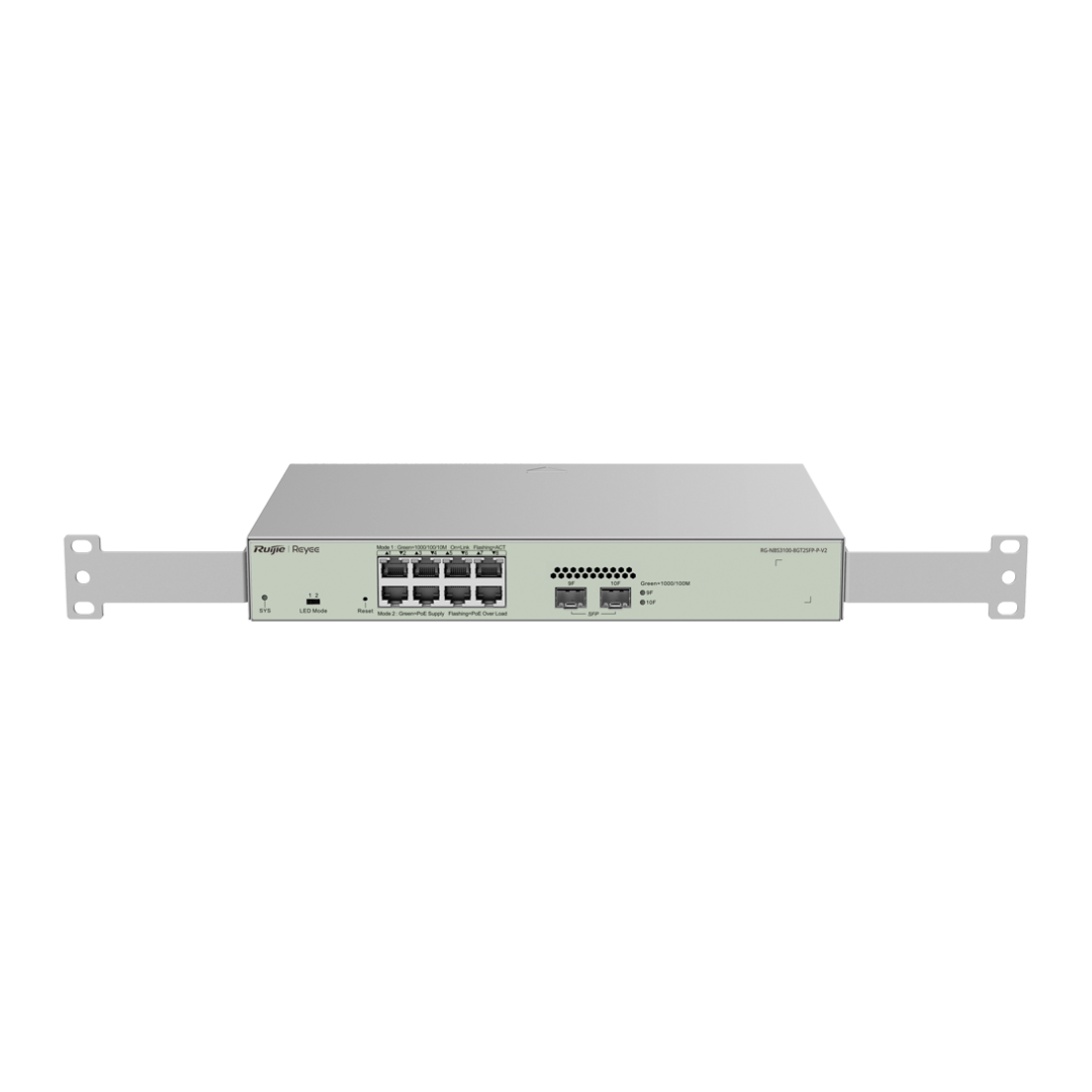 Reyee Switch PoE Cloud Capa 2 8 puertos PoE+ Gigabit+ 2 SFP Gigabit 30W por puerto 802.3af/at / Máximo 125W