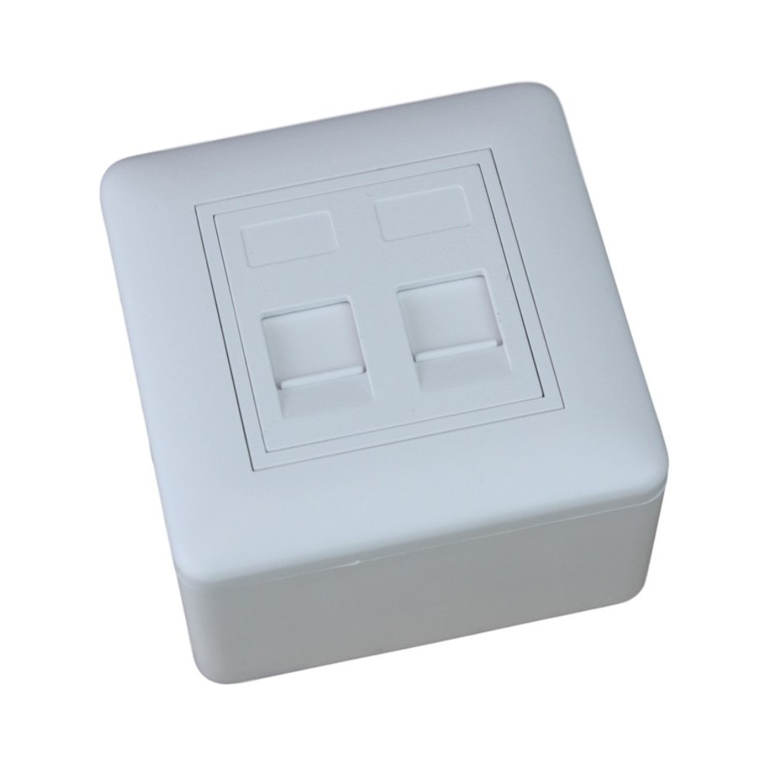 Kit Caixa de Montagem à Superfície 80x80 + Moldura de Montagem à Superfície 45x45 + 1 Placa 45x45 para 2 Conectores RJ45
