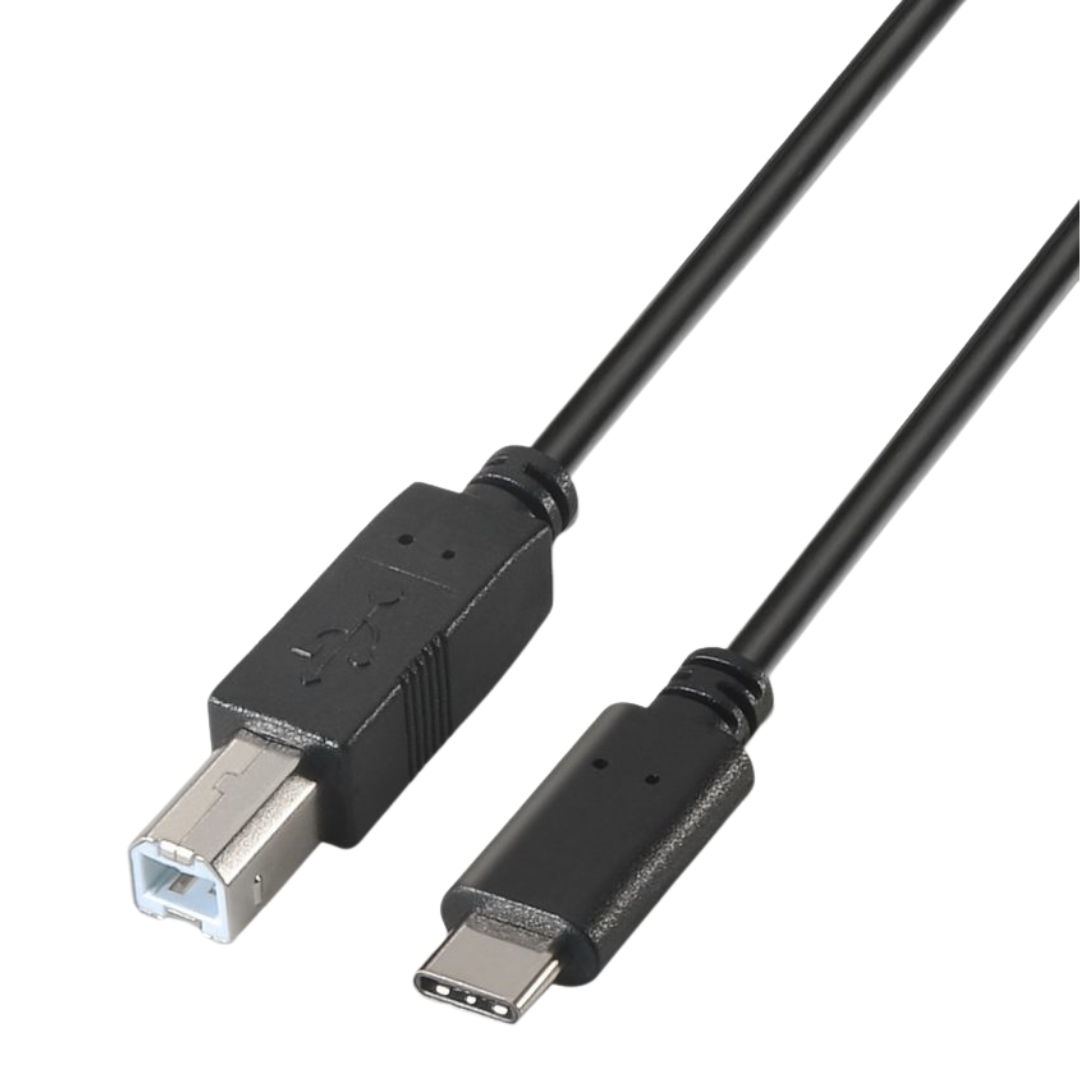 Cabo USB 2.0 para impressora, 3A, USB-C/MB macho, preto, 2,0 metros