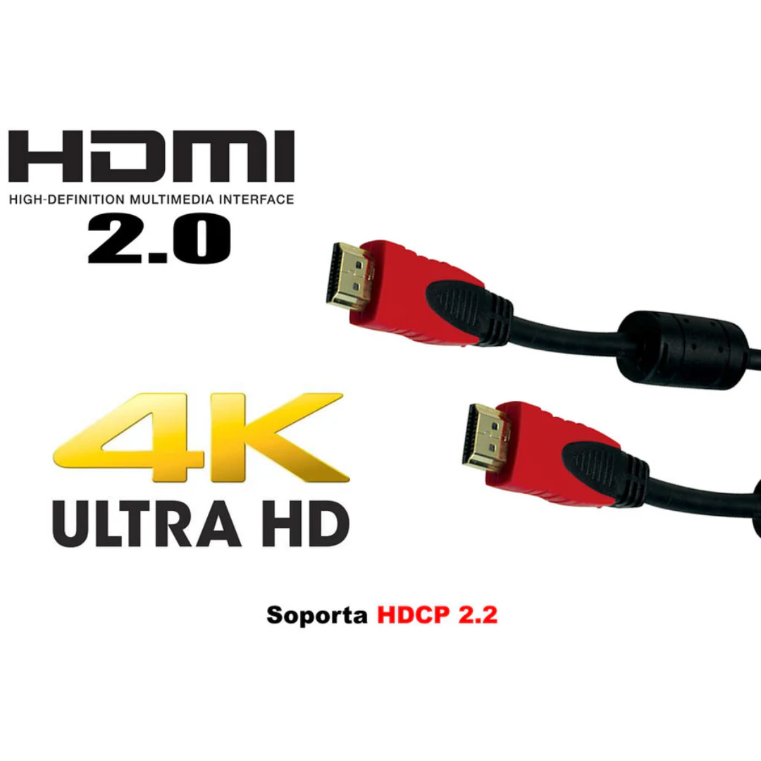Cabo HDMI vermelho Full HD de 0,7 metros
