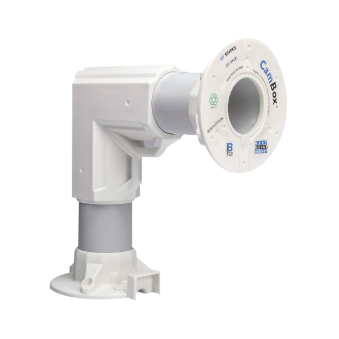 Angled wall bracket. Suitable for outdoor use. Compatible with all CamBox products. Made of plastic.